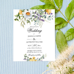 Budget wild flowers greenery floral wedding invite