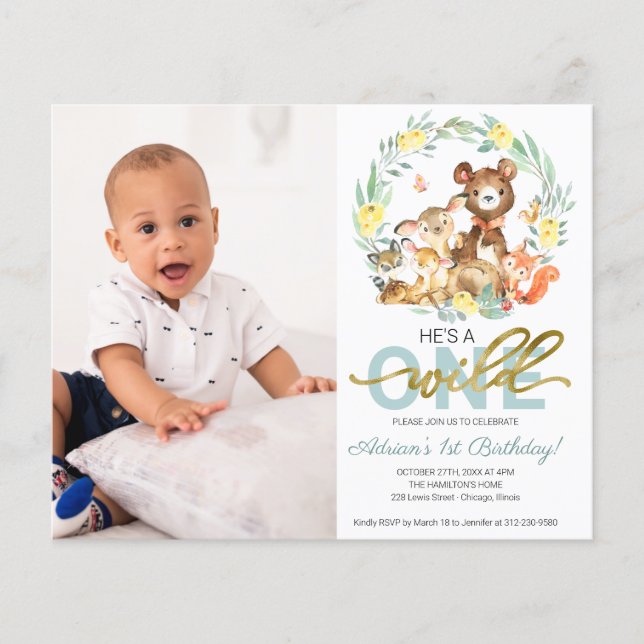 Budget Wild One Birthday Invitations With Photo (Front)