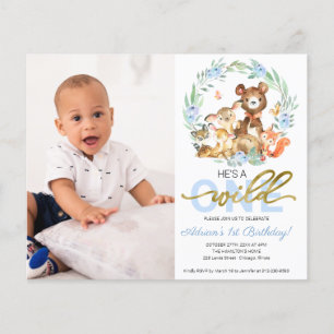 Budget Wild One First Birthday Photo Invitations