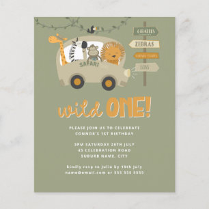 Budget Wild One Safari Animals 1st Birthday Green