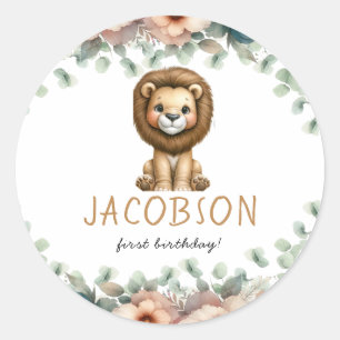 Budget Wild One Safari Animals Boy Birthday Party Classic Round Sticker