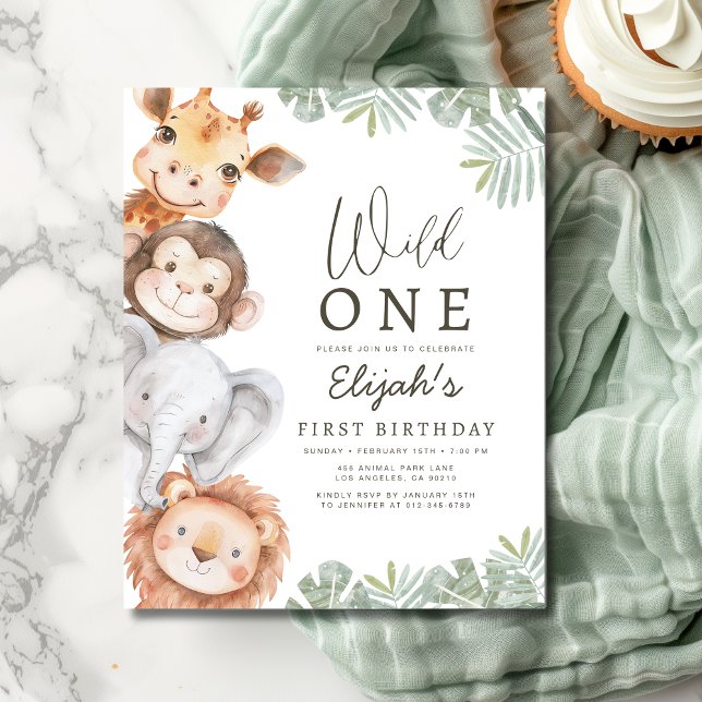 Budget Wild One Safari Boy's 1st Birthday Invite Flyer (Creator Uploaded)