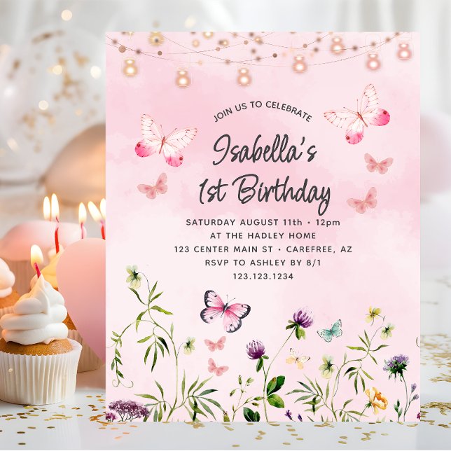 Budget Wildflower Boho 1st Birthday Invitation (Creator Uploaded)
