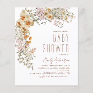 Budget Wildflower Boho Baby Shower  Flyer