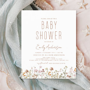 Budget Wildflower Boho Baby Shower Invitation