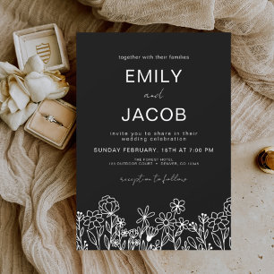 Budget Wildflower Boho Photo Wedding Invitation Flyer