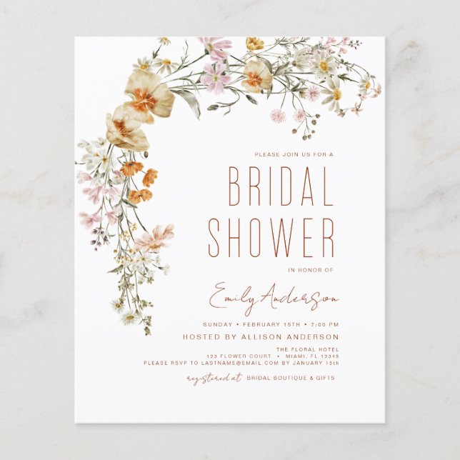 Budget Wildflower Bridal Shower Boho (Front)