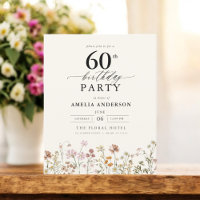 Budget Wildflower Floral 60th Birthday Invitation