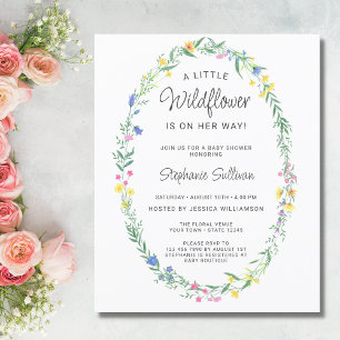 Budget Wildflower Floral Baby Shower Invitation