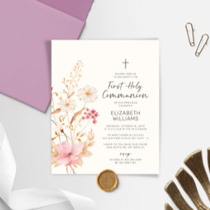 Budget Wildflower Garden First Communion Invite