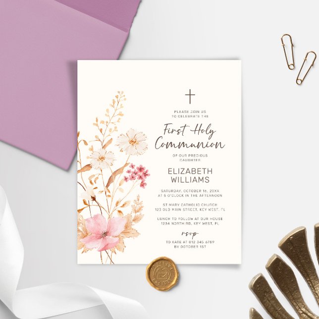Budget Wildflower Garden First Communion Invite (Creator Uploaded)