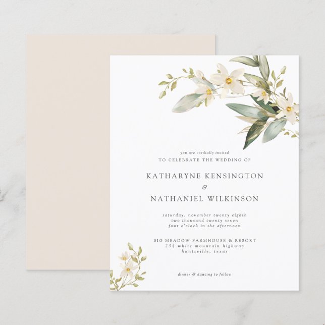Budget Wildflower Greenery Wedding Invitation (Front/Back)