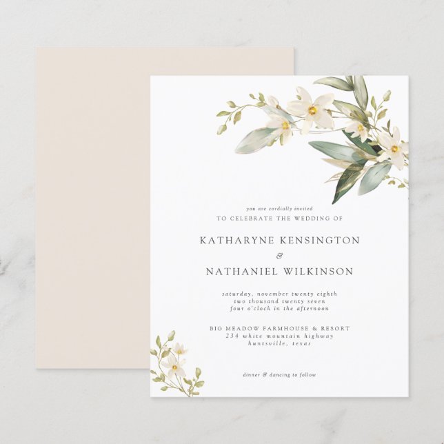 Budget Wildflower Greenery Wedding Invitation (Front/Back)