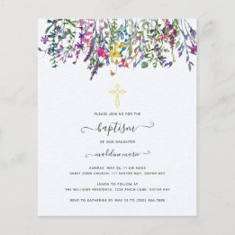 BUDGET Wildflower Meadow Baptism Invitation