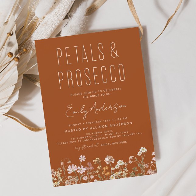 Budget Wildflower Petals & Prosecco Invitation (Creator Uploaded)