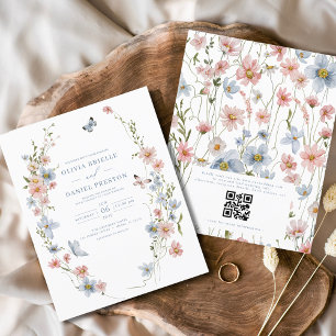 Budget Wildflower QR Code Wedding Invitation