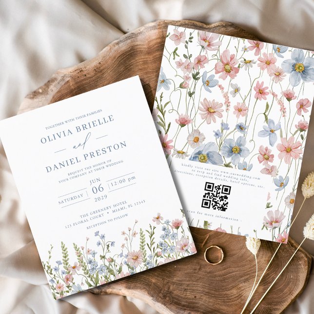 Budget Wildflower QR Code Wedding Invitation (Creator Uploaded)