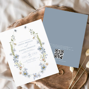 Budget Wildflower QR Code Wedding Invitation