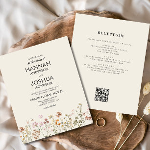 Budget Wildflower QR Code Wedding Invitation Flyer