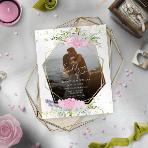 Budget Wildflower Spring Photo Wedding Invitation