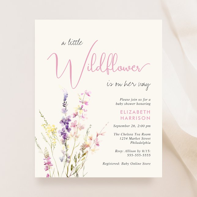Budget Wildflower Watercolor Baby Shower Invite (Creator Uploaded)