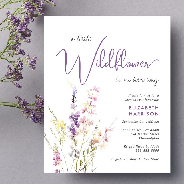 Budget Wildflower Watercolor Baby Shower Invite (Creator Uploaded)