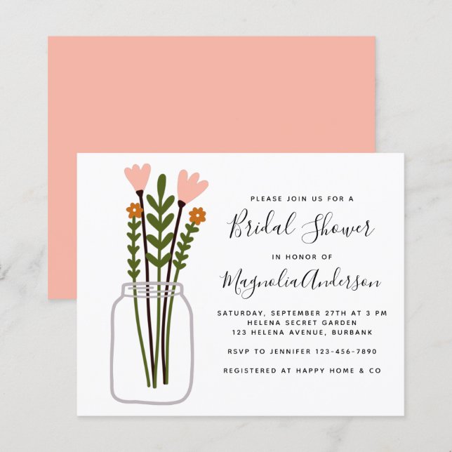 Budget Wildflowers Bridal Shower Invitation (Front/Back)