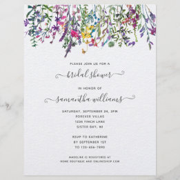 BUDGET Wildflowers Floral Bridal Shower Invitation Flyer