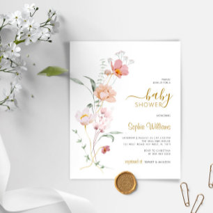 Budget Wildflowers Gentle Baby Shower Invitation