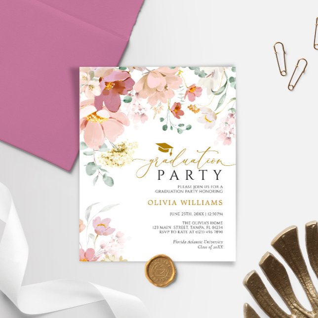 Budget Wildflowers Graduation Party Invitation (Creator Uploaded)