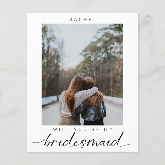 Budget Will you be my Bridesmaid Minimalist Photo (Front)