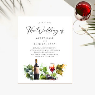 Budget Wine Themed Vineyard Wedding Invitation