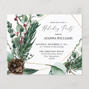 Budget Winter Berries & Pine Holiday Party Flyer