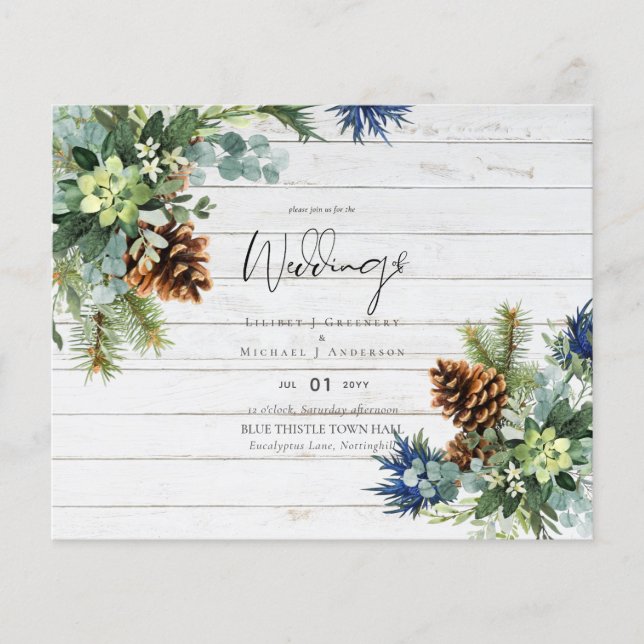 BUDGET  Winter Blue Thistle Wedding (Front)