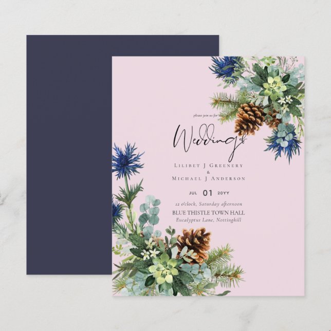 BUDGET  Winter Blue Thistle Wedding (Front/Back)