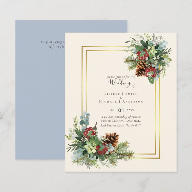 BUDGET  Winter Blue Thistle Wedding (Front/Back)