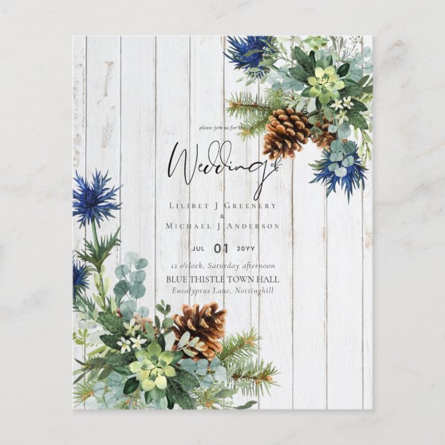 BUDGET  Winter Blue Thistle Wedding (Front)