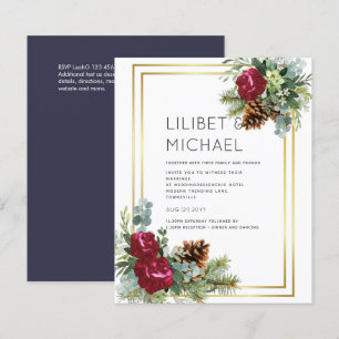 BUDGET  Winter Blue Thistle Wedding Invites