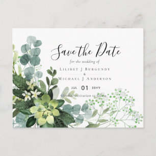 BUDGET  Winter Blue Thistle Wedding Postcard
