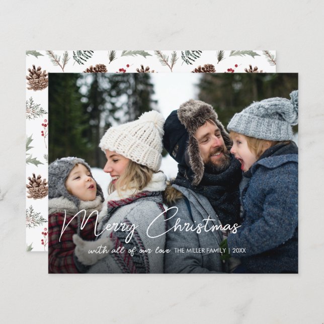 Budget Winter Botanicals Christmas Photo (Front/Back)