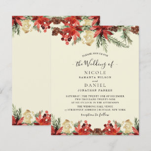 Budget Winter Christmas Burgundy Wedding Flyer