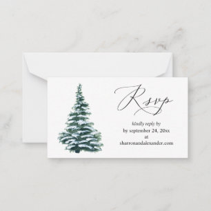 Budget Winter Christmas Tree 2SM Meal RSVP Note Card