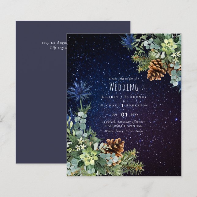 BUDGET Winter Eucalyptus Pine Cones Wedding (Front/Back)