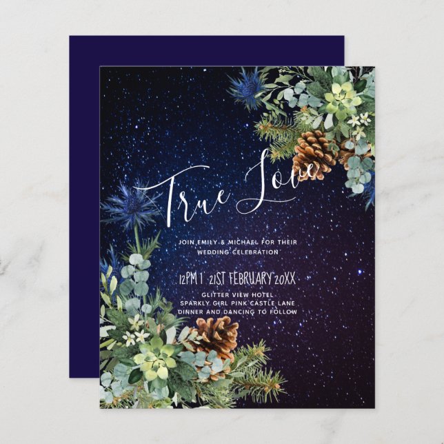 BUDGET Winter Eucalyptus Pine Cones Wedding (Front/Back)