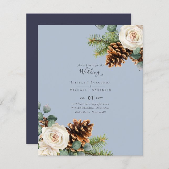 BUDGET Winter Eucalyptus Pine Cones Wedding (Front/Back)