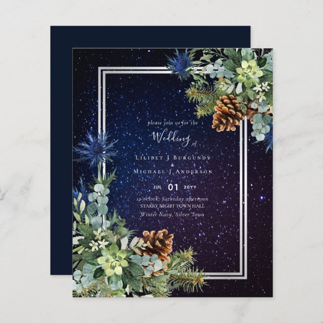 BUDGET Winter Eucalyptus Pine Cones Wedding (Front/Back)