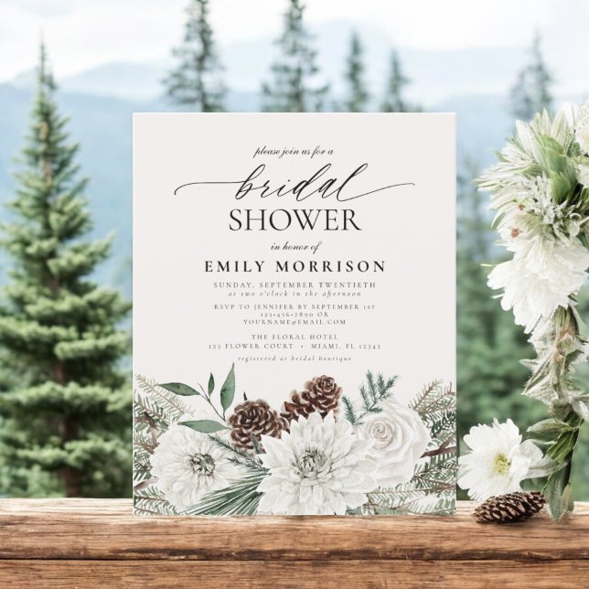 Budget Winter Evergreen Bridal shower Invitation Flyer (Creator Uploaded)
