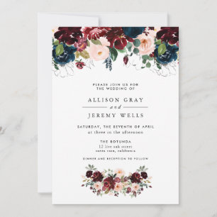 Budget Winter Floral Wedding Invitation Flyer