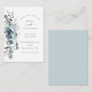 Budget Winter Florals Wedding Save Date Mini Card