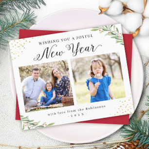 Budget Winter Foliage New Year Photo Card